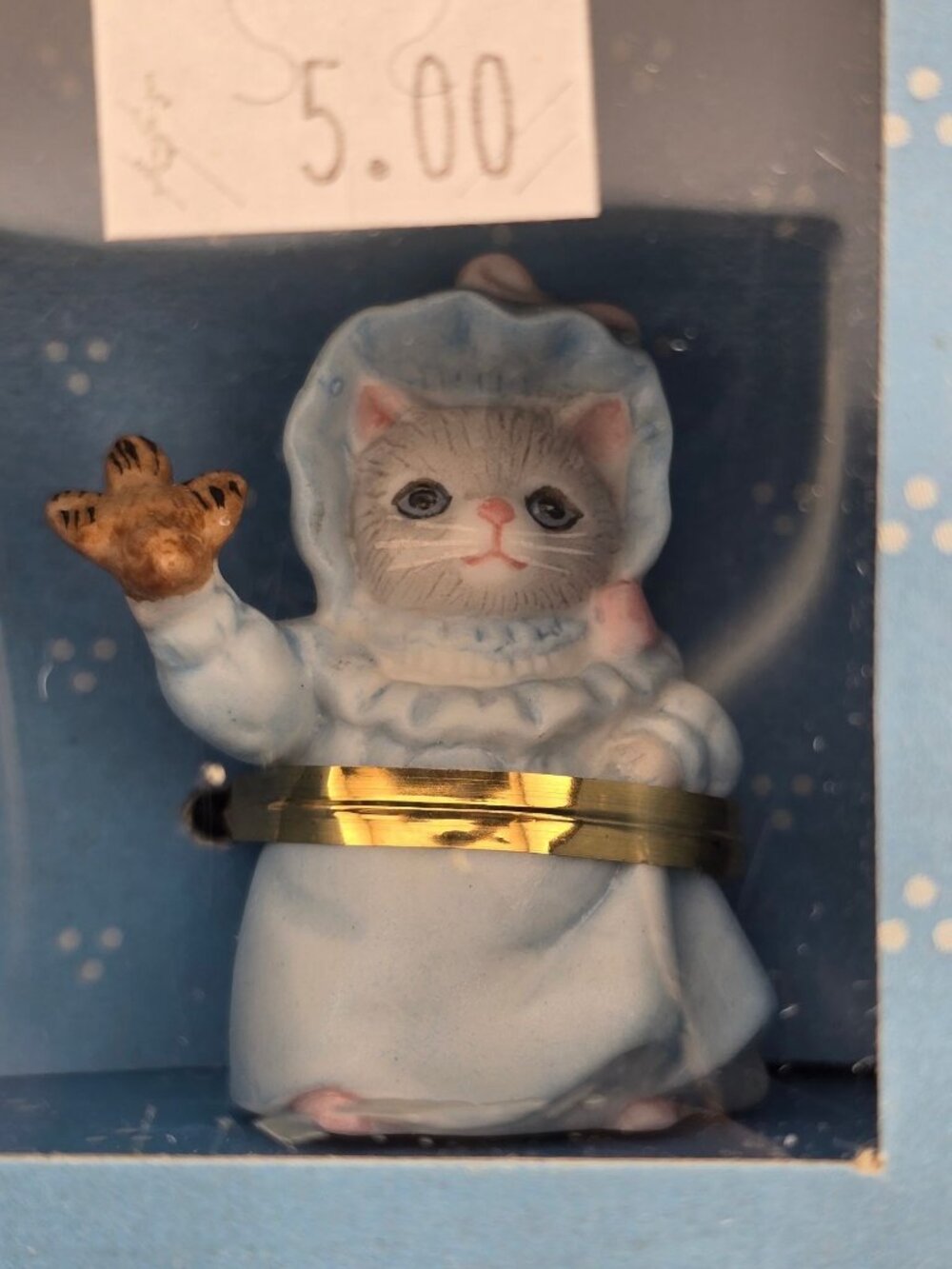NIB Vintage Kitty Cucumber Collectible Victorian Cat Thimbles Set/3 I992 - Picture 4 of 12